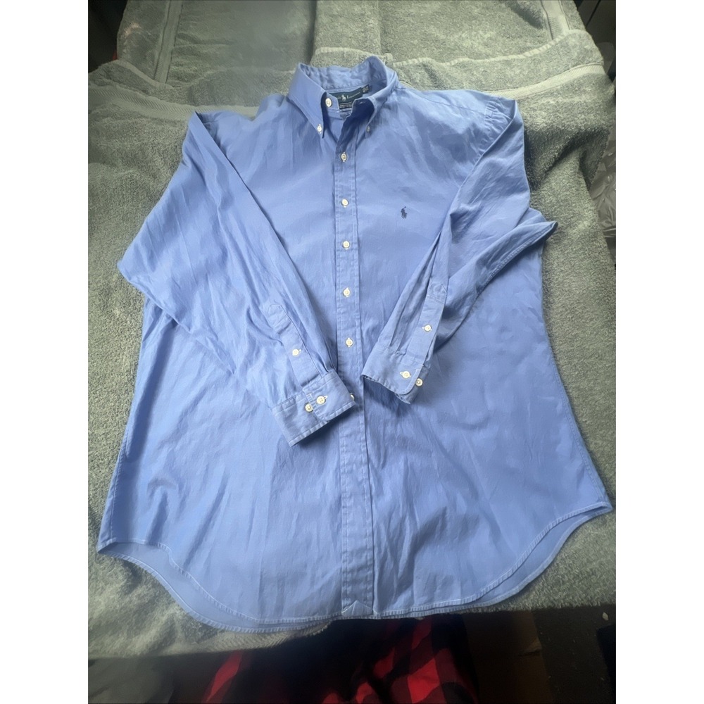 Ralph Lauren Shirt Mens 17.5  34/35 Blue Yarmouth Button Down 100% Cotton Oxford